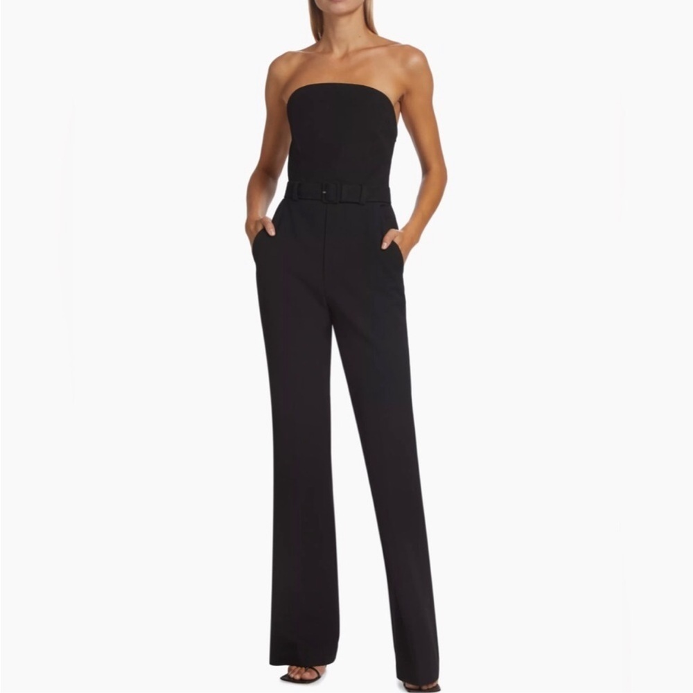A.L.C. Kate Strapless Belted Black Wide Leg Jumpsuit Size 2 NWT - Picture 2 of 14